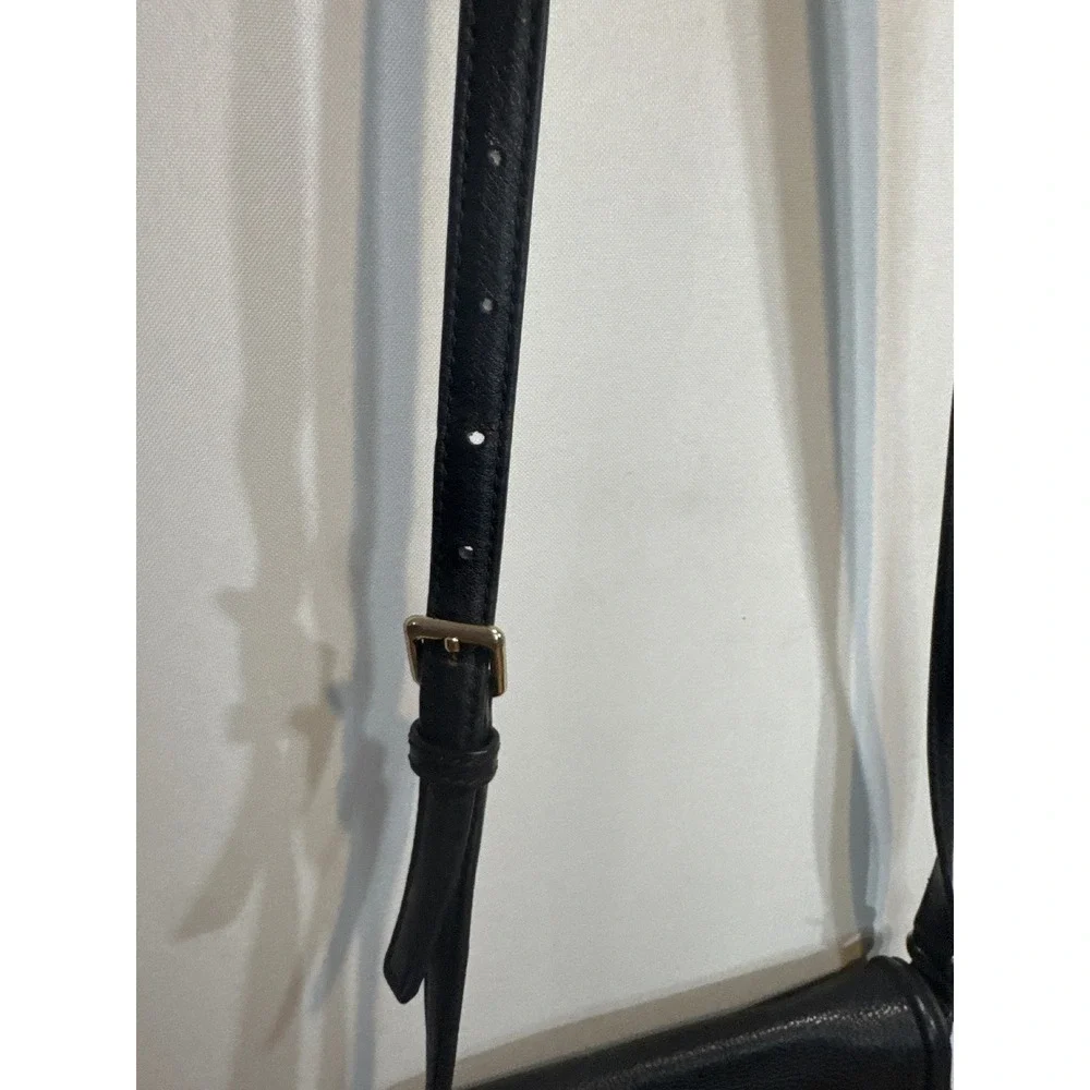 Kate Spade NY Black Leather Saddle Crossbody‎ Bag Adjustable Strap Boho Chic